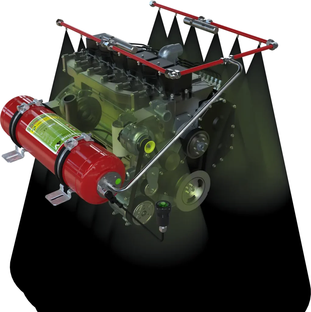 detexline fire suppression system with fine spray extinguishing