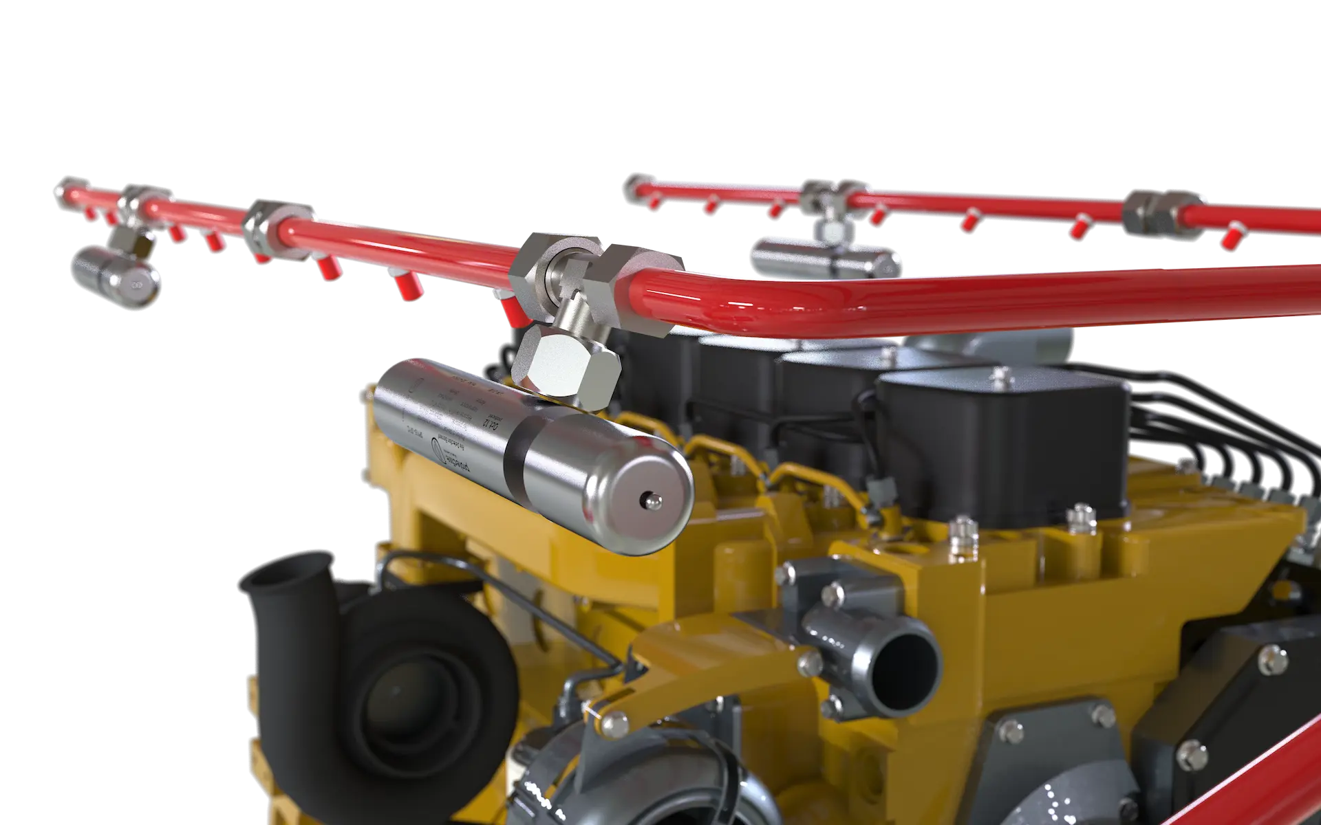 detexline fire suppression system close up on engine
